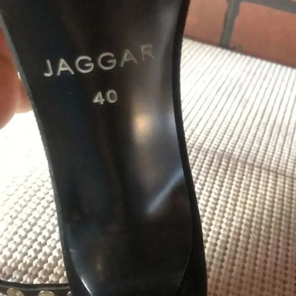 Jaggar Opulent Studded Pointed Toe Sling back Black Heels Size 10